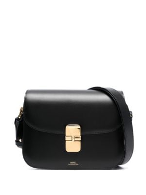 Leather crossbody bag APC Navy in Leather - 34980352