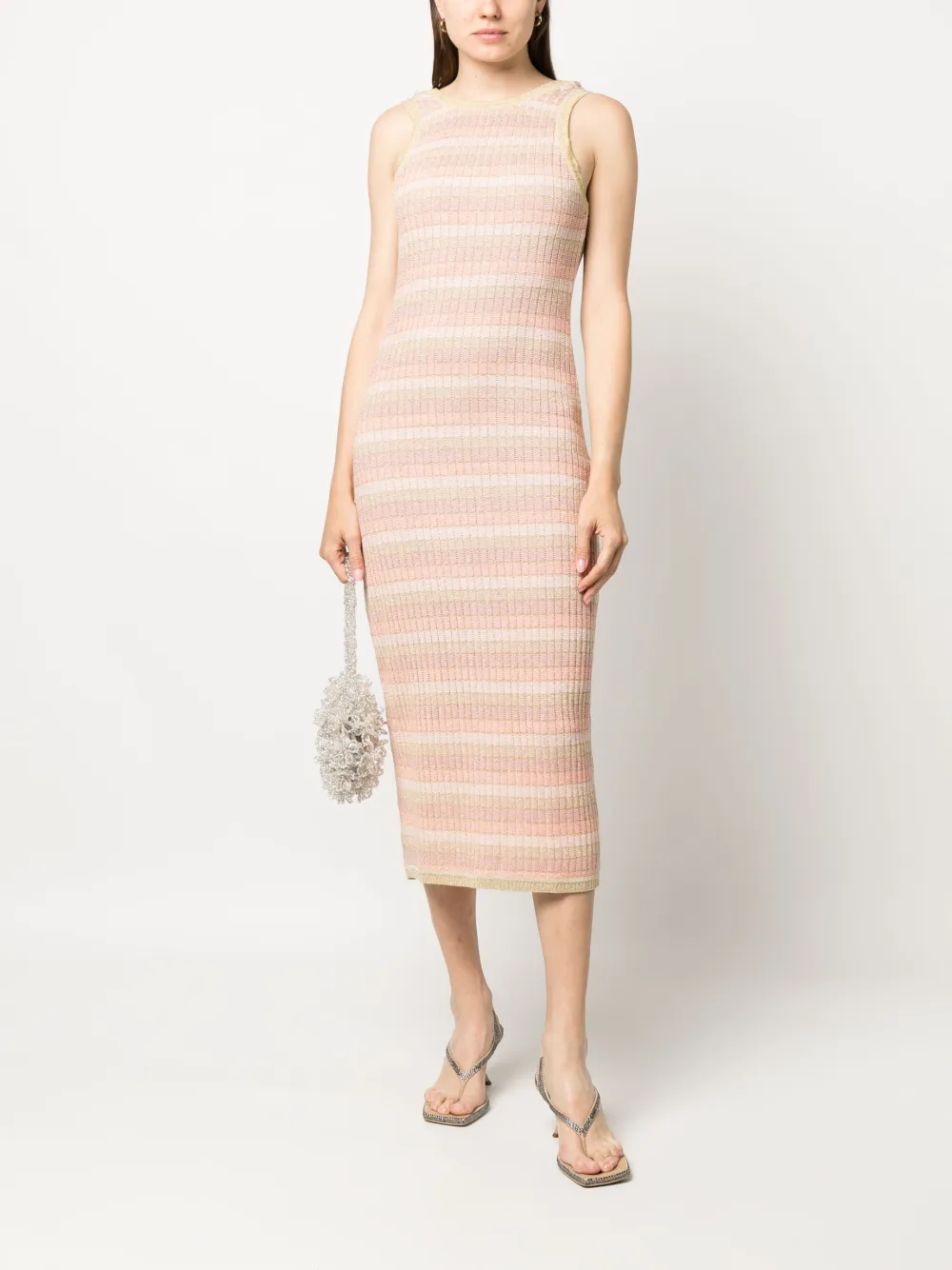 Suboo sleeveless knitted midi dress - Roze