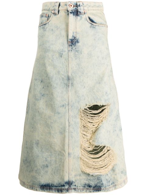 Vaquera - A-line ripped denim skirt