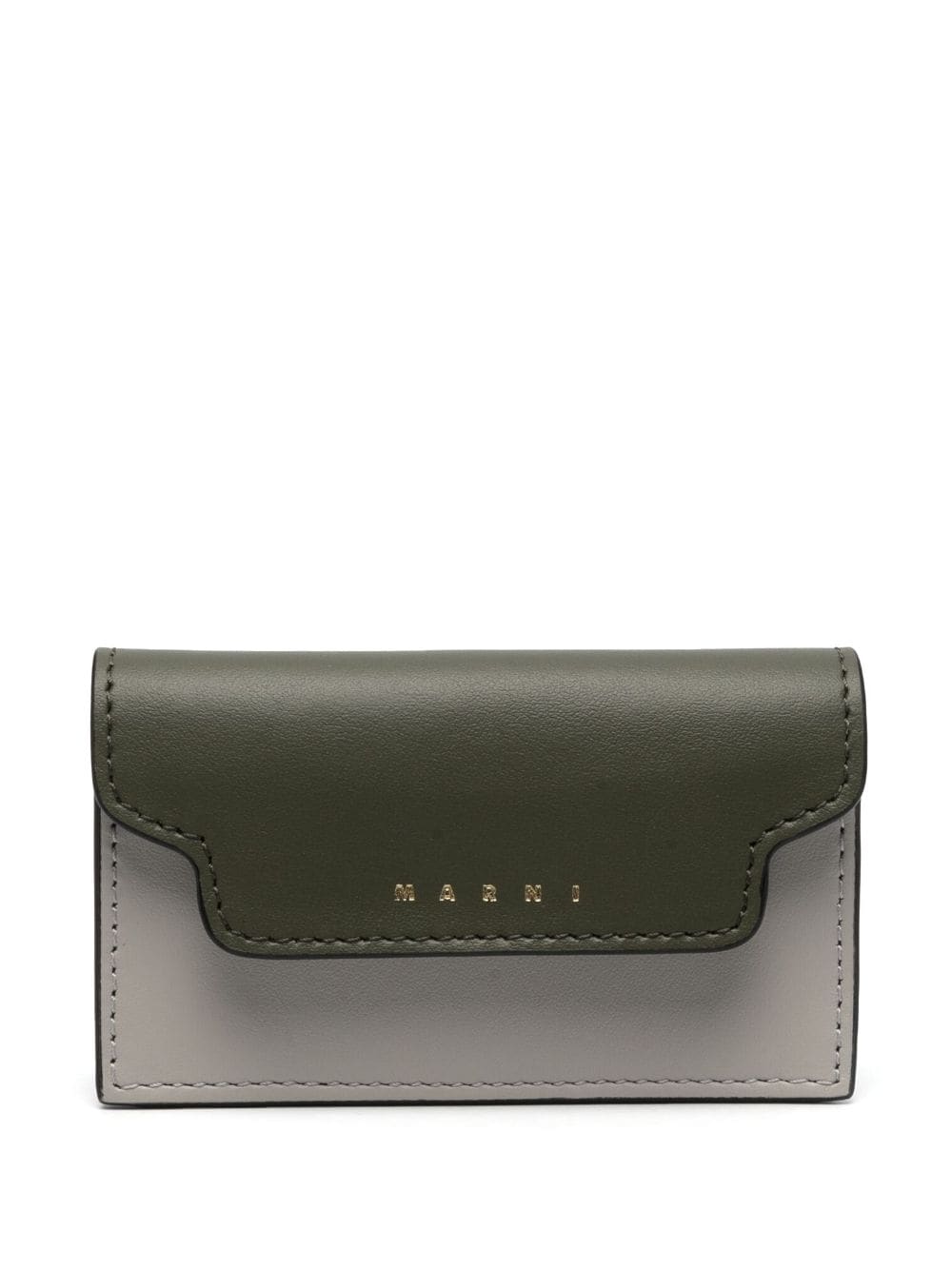Marni Logo-stamp Leather Wallet In Green