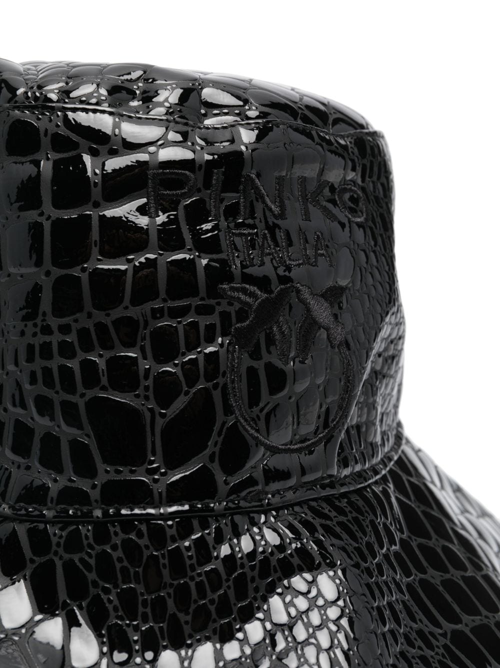 Shop Pinko Crocodile-effect Bucket Hat In Black