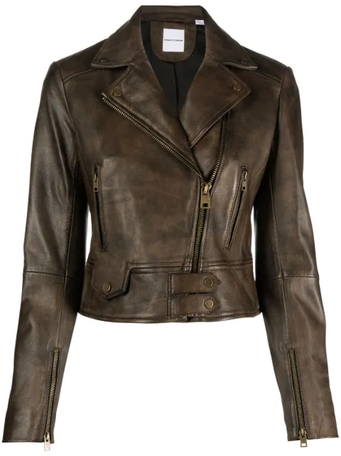 PINKO leather cropped biker jacket
