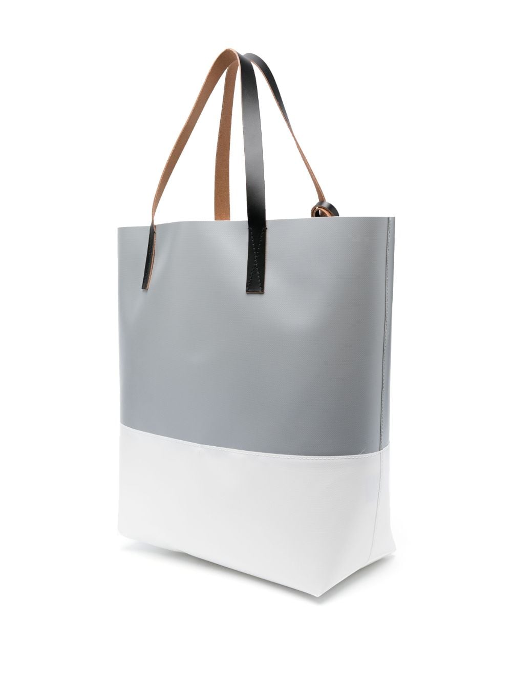 Shop Marni Tribeca Leather Tote Bag In Grey