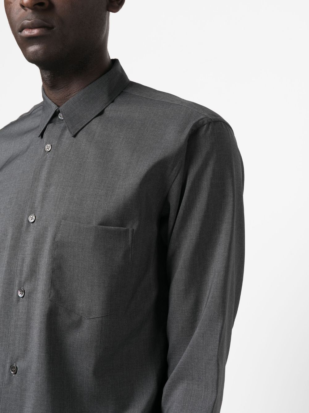 Shop Comme Des Garçons Shirt Spread-collar Wool Shirt In Grey