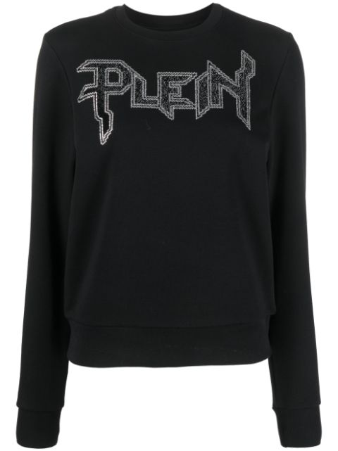 Philipp Plein LS Crystal logo-applique T-shirt Women