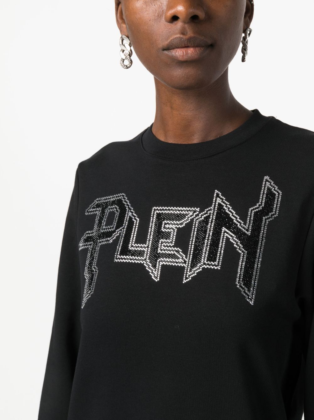 Philipp Plein LS Crystal logo-applique T-shirt Women