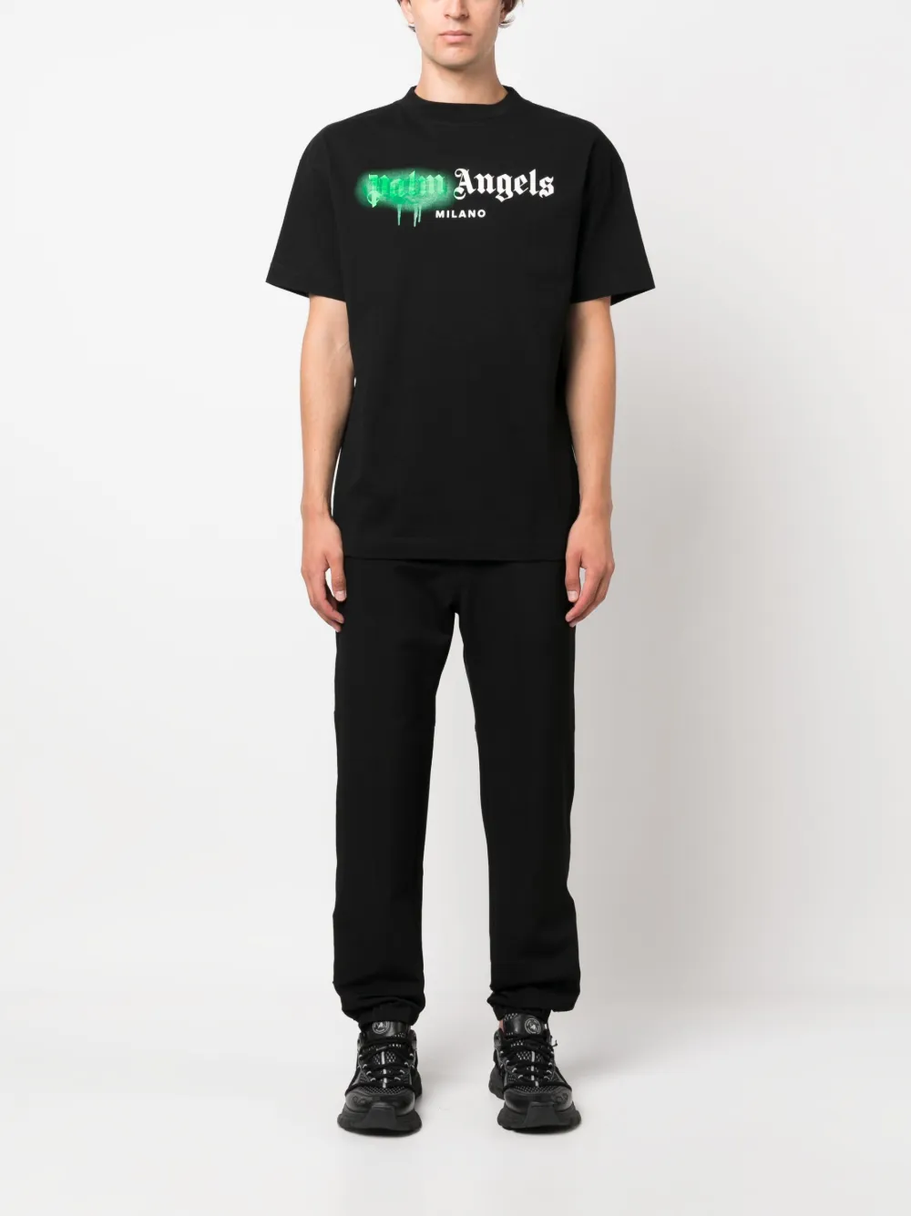 Palm Angels Milano logo-print cotton T-shirt - Zwart