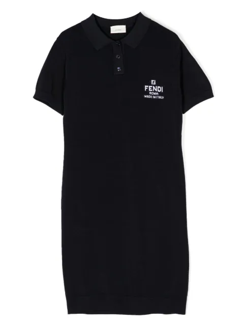 Fendi Kids vestido estilo playera tipo polo con logo estampado