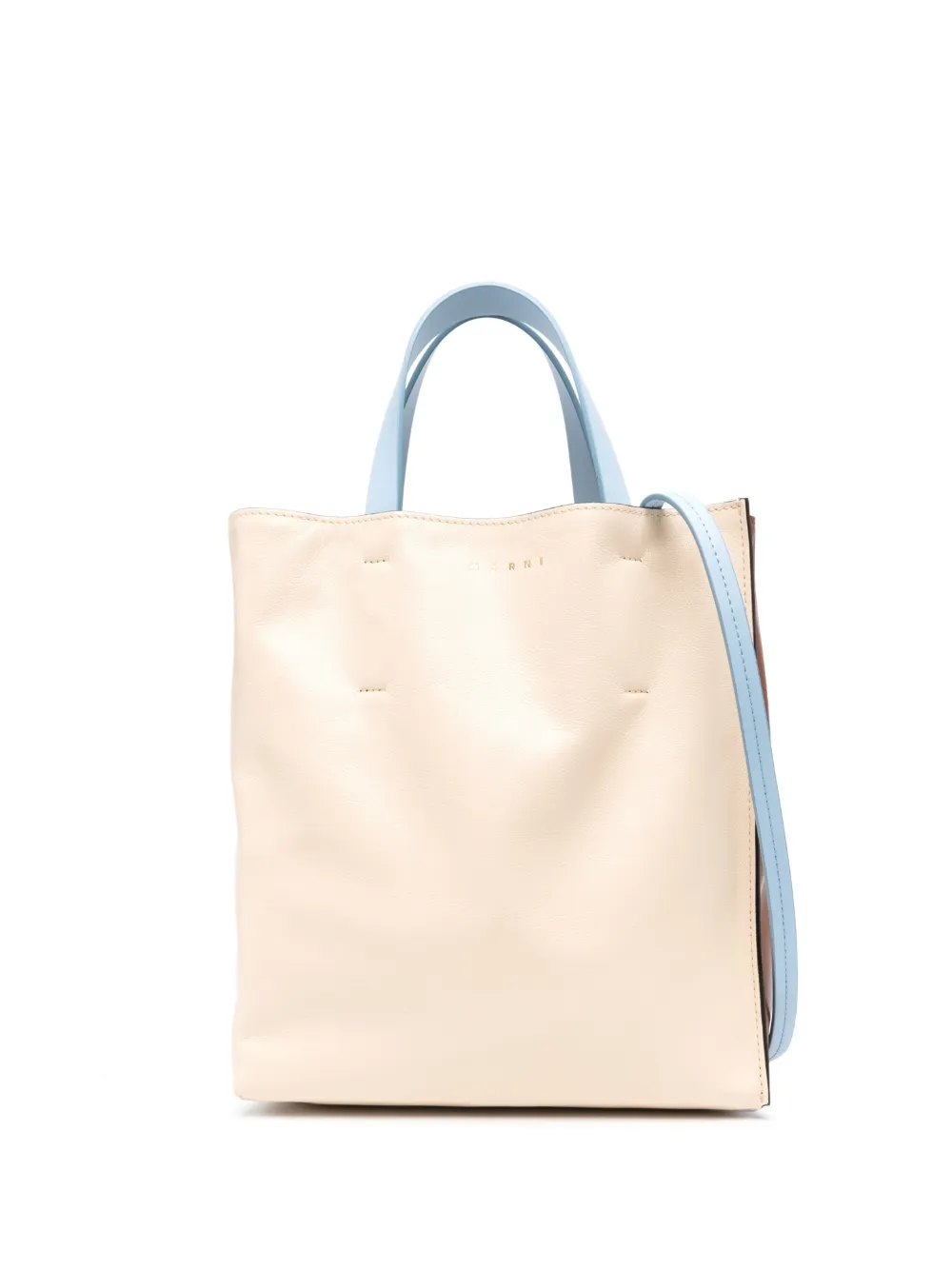 Marni Medium Museo Leather Tote Bag In Neutrals