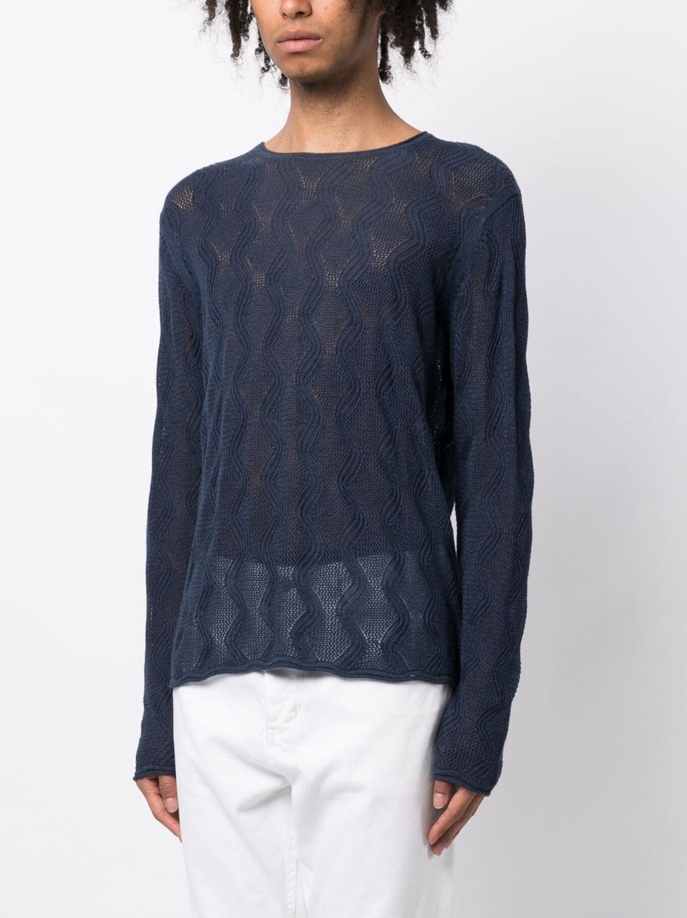 Shop Private Stock The Cambon Wave-pattern Jumper In Blue