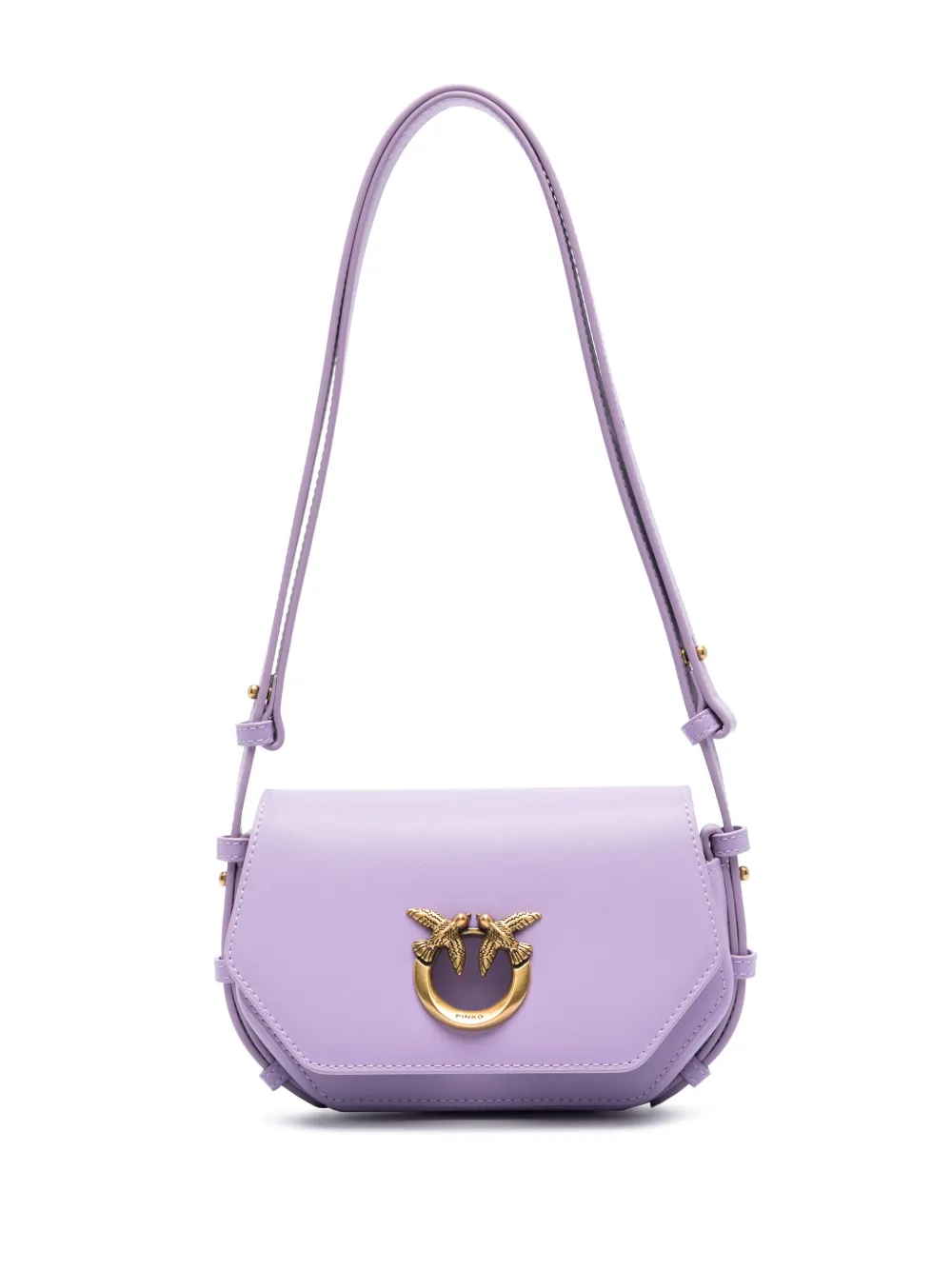 Pinko Love Click Hexagon Simply Leather Shoulder Bag In Violet Tulipe-or Antique