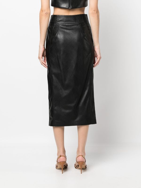 PINKO zip-up Faux Leather Midi Skirt - Farfetch