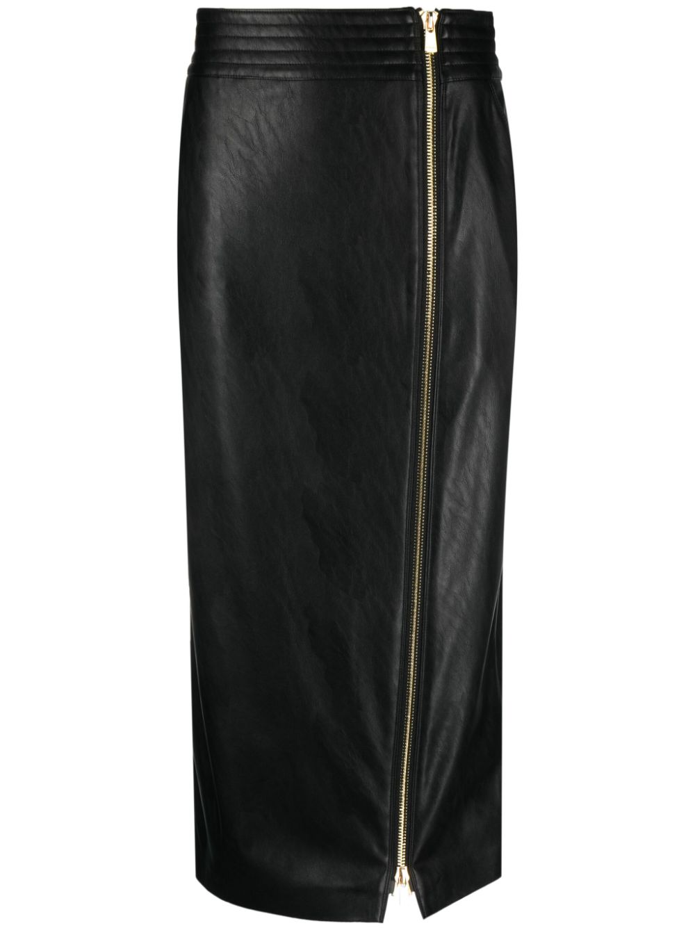 PINKO zip-up Faux Leather Midi Skirt - Farfetch