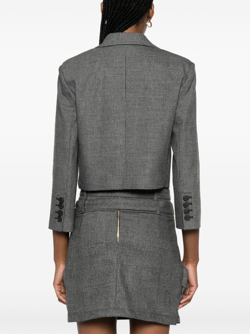 Shop Pinko Houndstooth Cropped Jacket In Grey