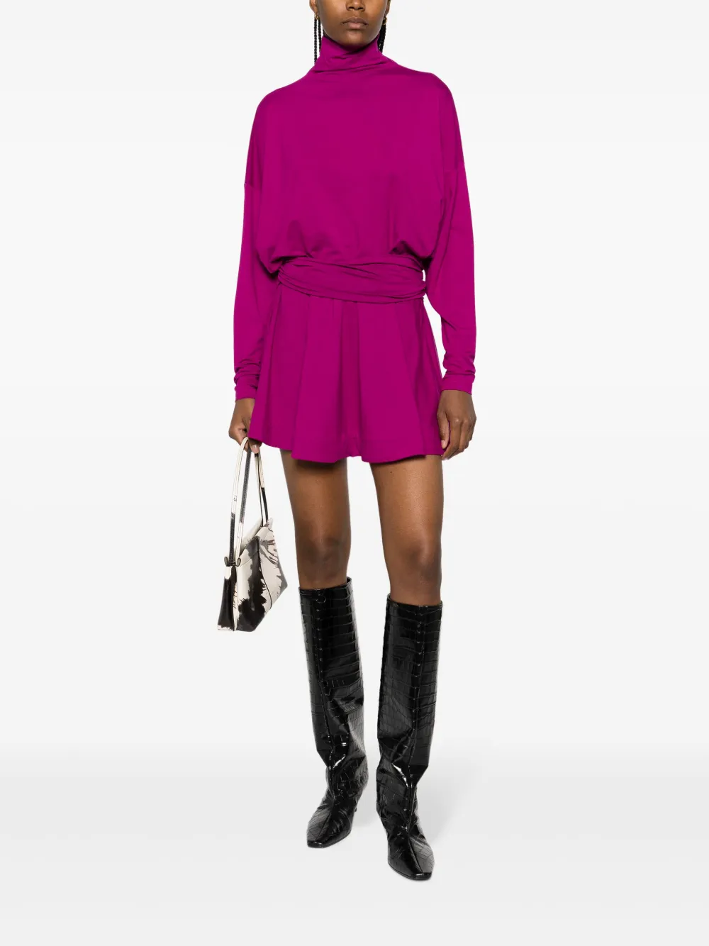 PINKO high-neck belted minidress - Paars