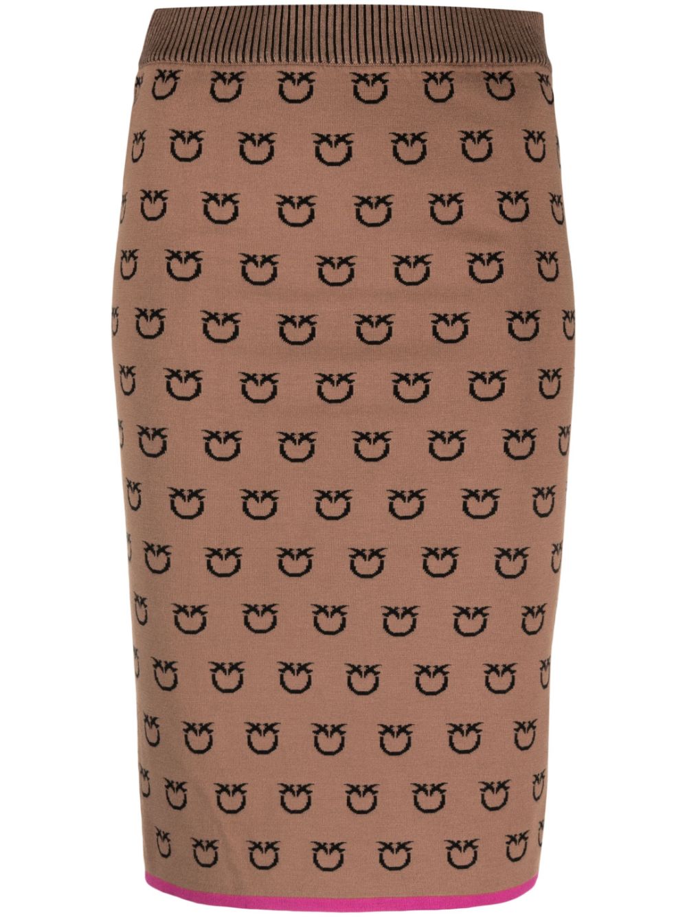 PINKO logo-print knitted fitted skirt - Brown