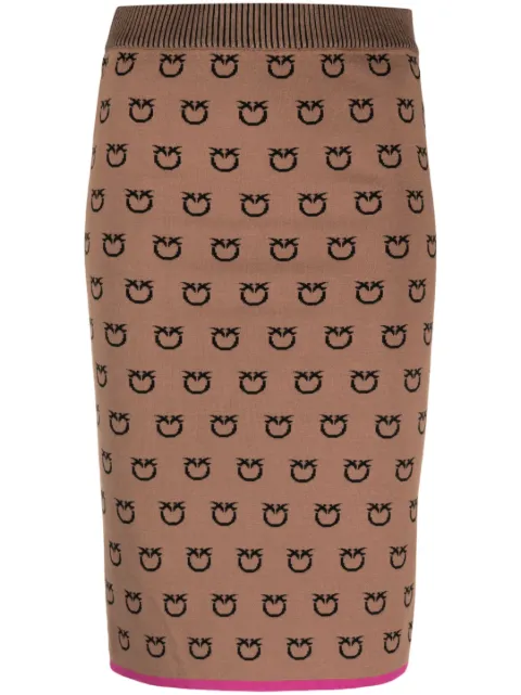 PINKO logo-print knitted fitted skirt