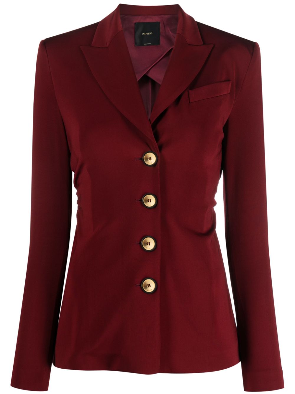 Pinko Single-breasted Ruched Blazer In Red
