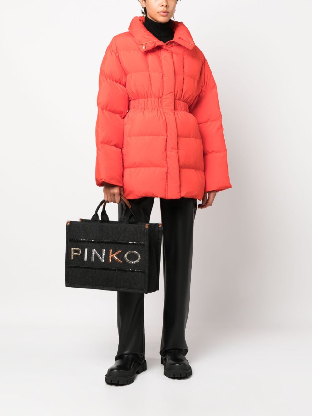 PINKO logo-sequinned tote bag - Zwart