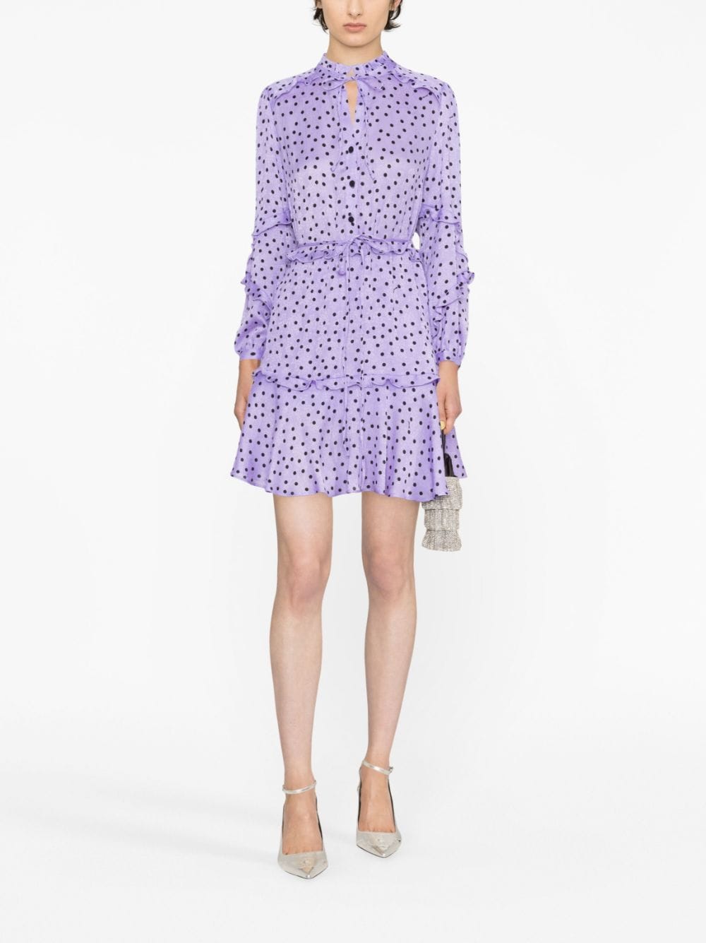 Shop Pinko Floral And Polka Dot-print Minidress In Purple