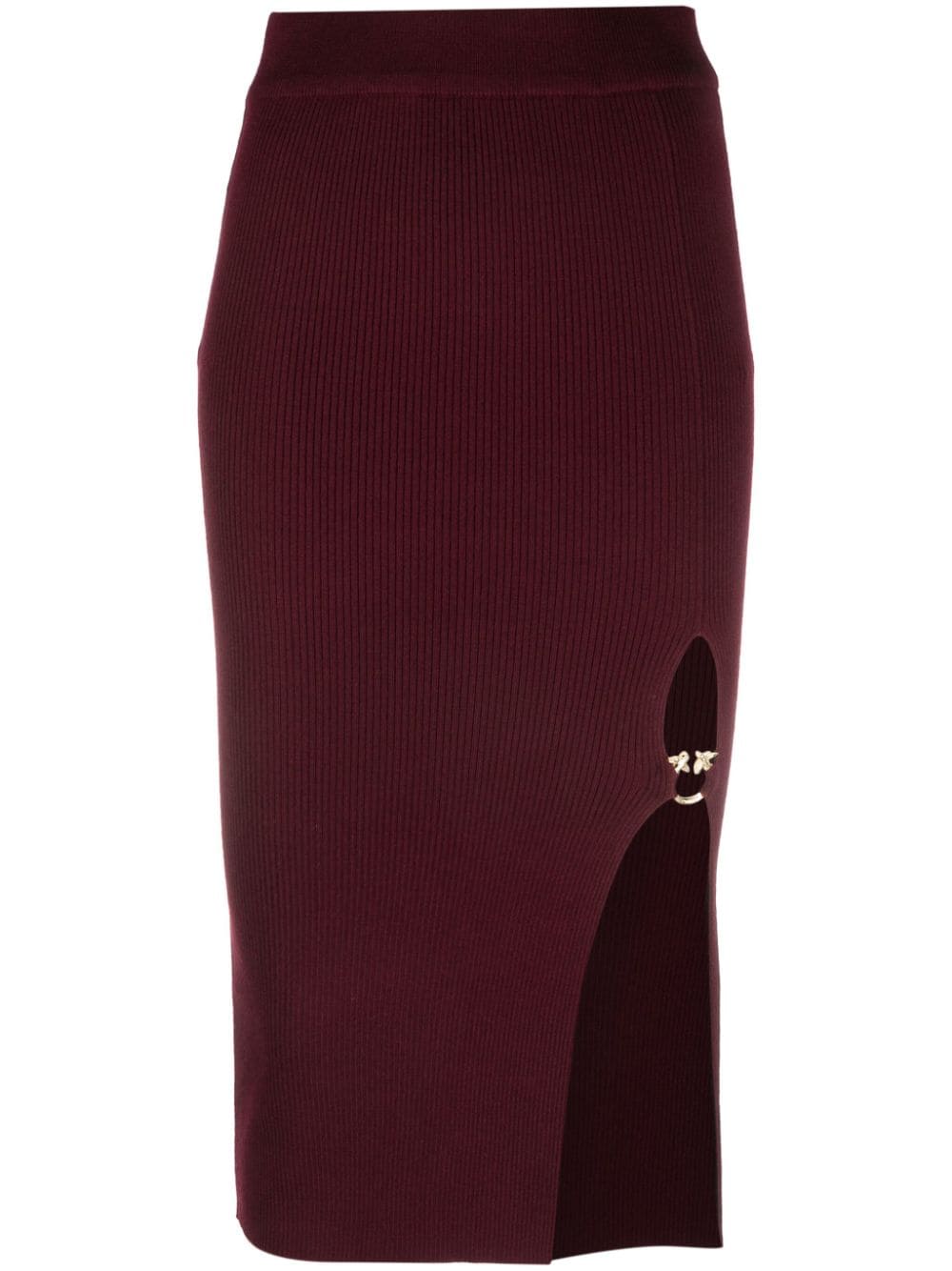 Pinko Cut-out Detailing Wool-blend Skirt In Red