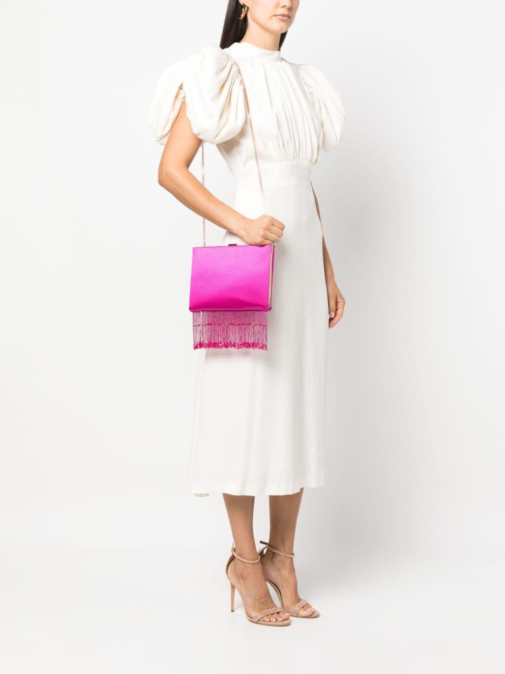 PINKO fringed clutch bag - Roze