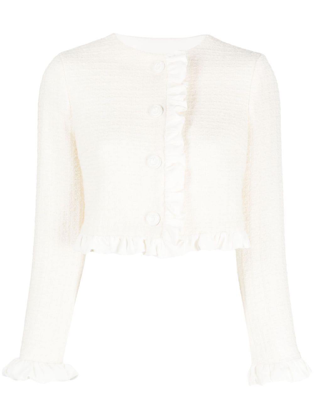 PINKO ruffle-detail Cropped Tweed Jacket - Farfetch