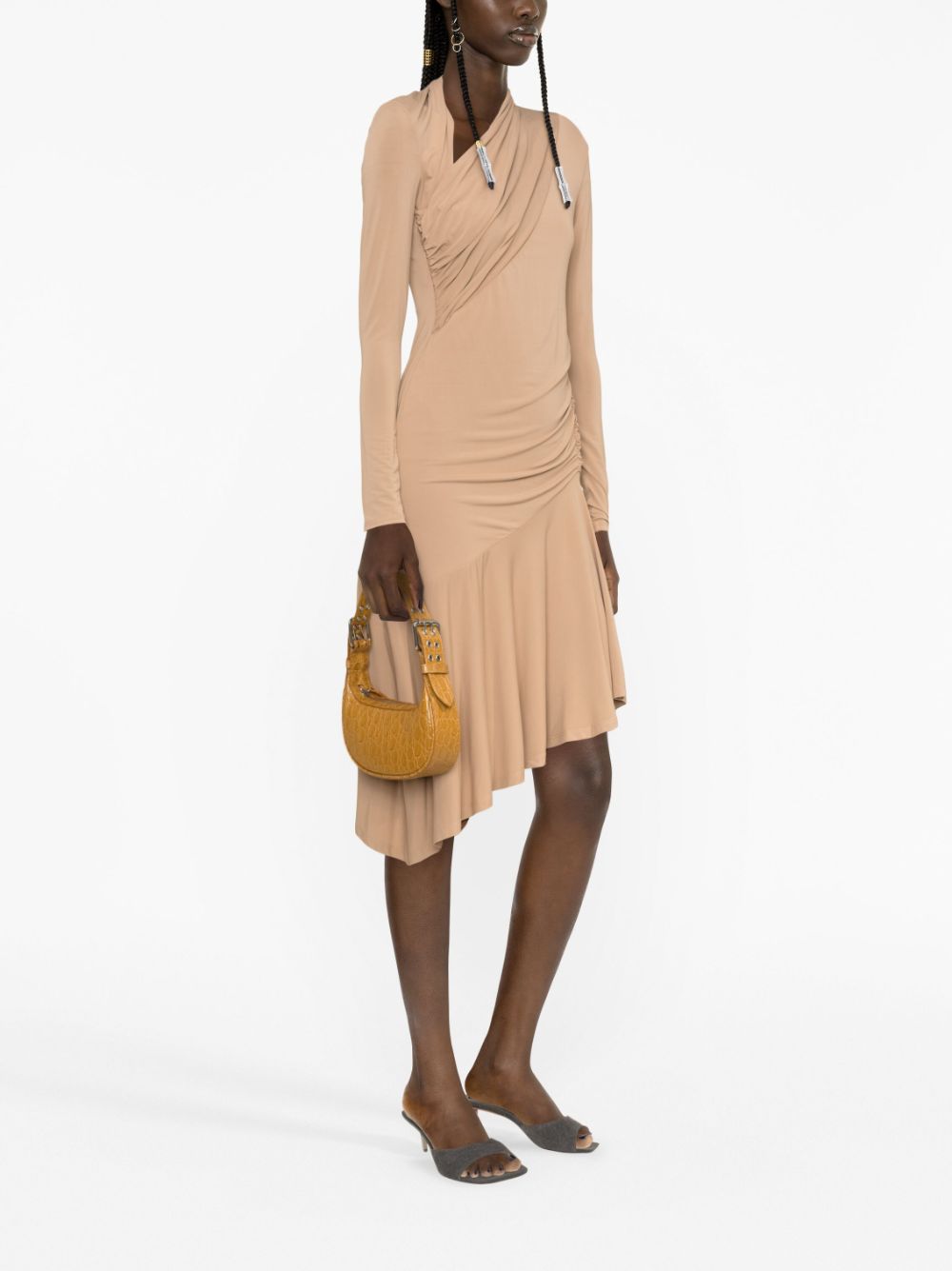 Shop Pinko Asymmetric-design Minidress In Neutrals