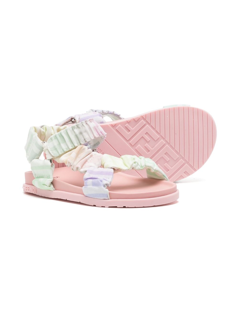 Shop Fendi Ff Ruched Touch-strap Sandals In Pink