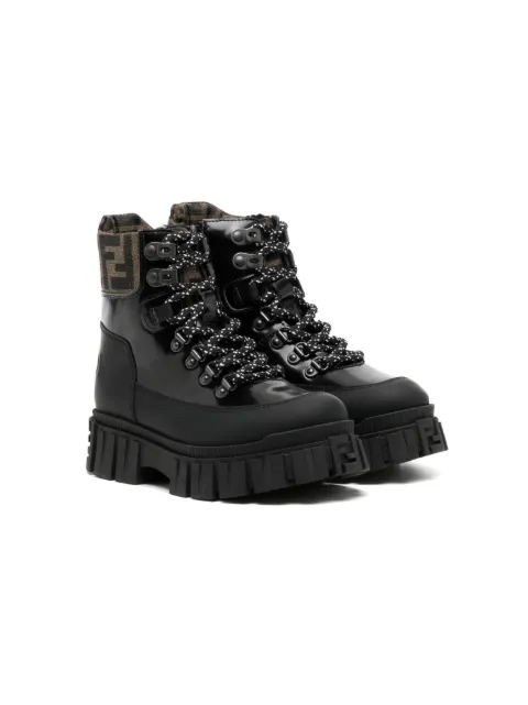 Fendi Kids FF ridged-sole leather boots 