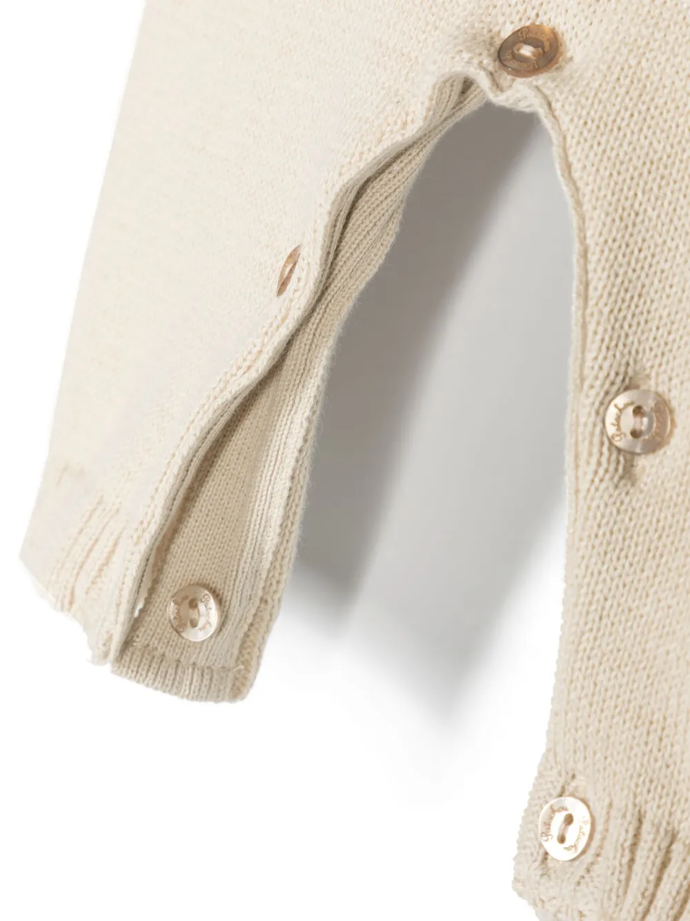 Patachou Crochet-knit Cotton Romper In Neutrals