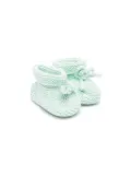 Patachou crochet-knit knot-detail crib shoes - Green