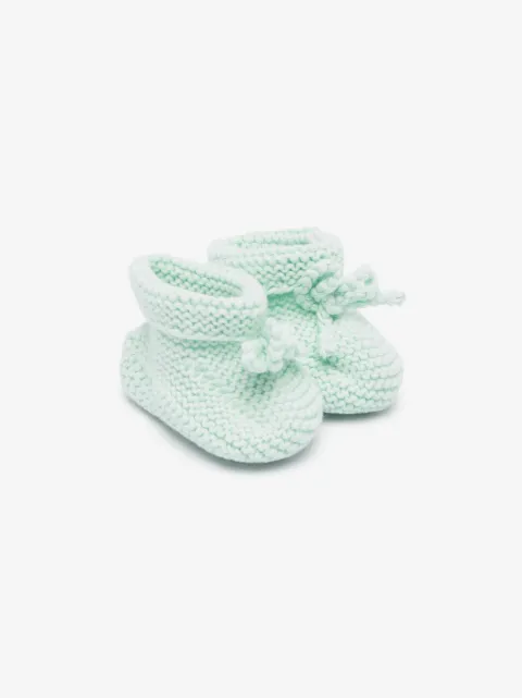 Patachou crochet-knit knot-detail crib shoes