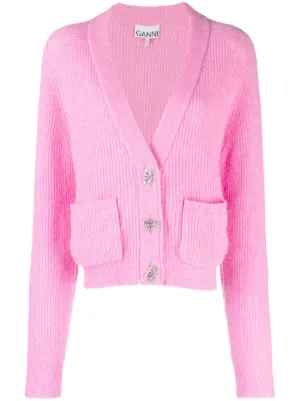 Cardigan Ganni - Cardigan con bottoni gioiello - K1739801