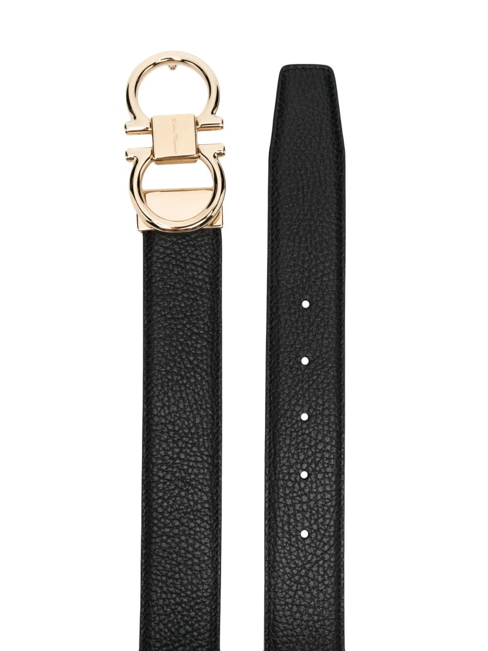 Ferragamo Gancini reversible leather belt - Zwart