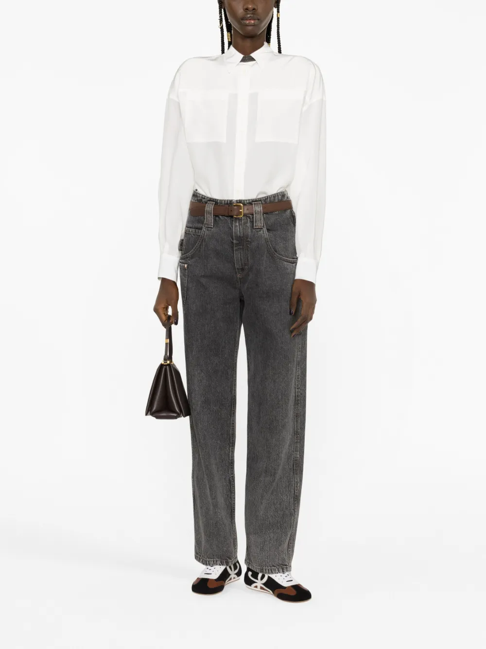 Brunello Cucinelli monili-detail silk shirt - Wit