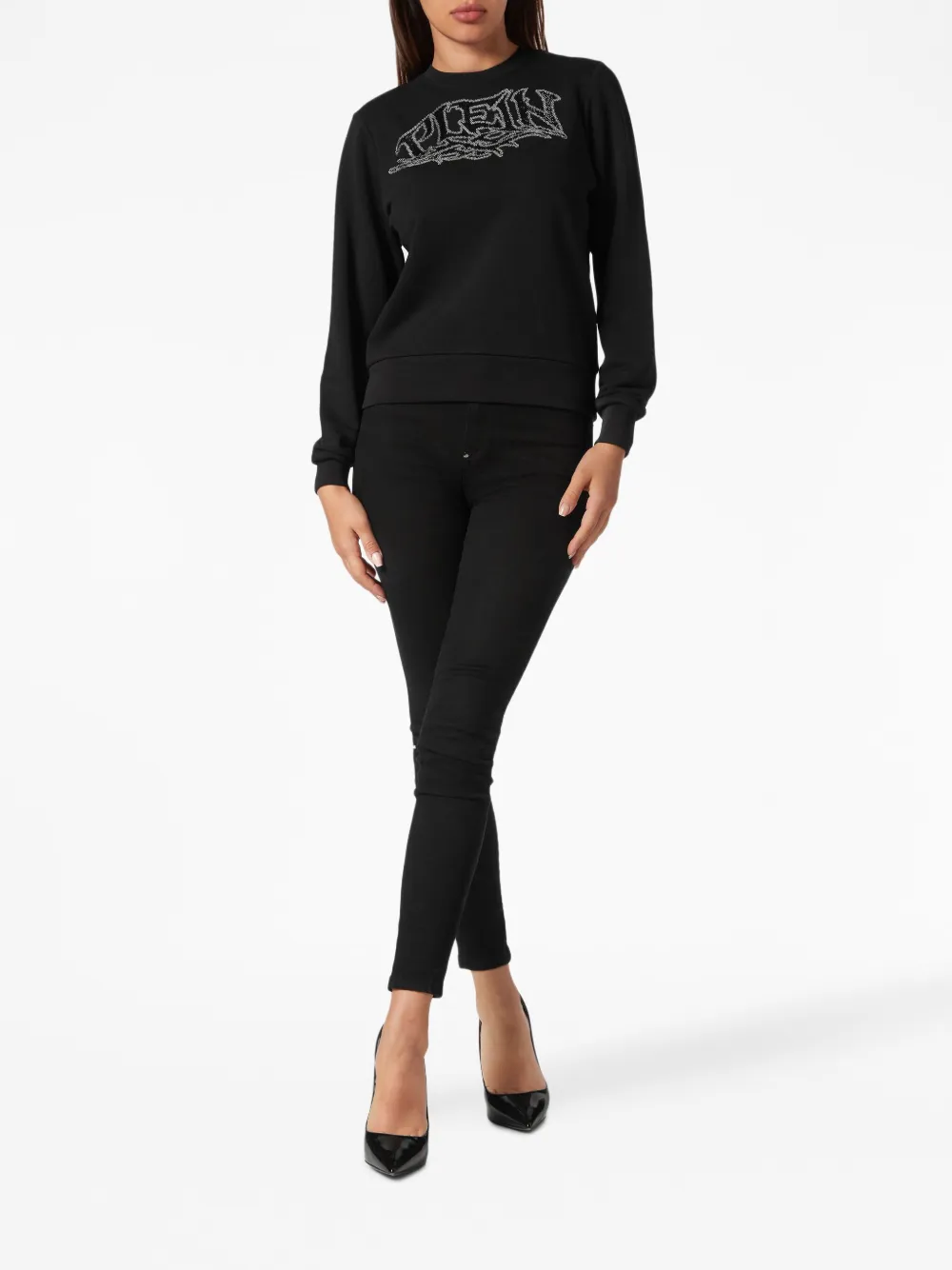 Philipp Plein logo-embellished cotton sweatshirt - Zwart