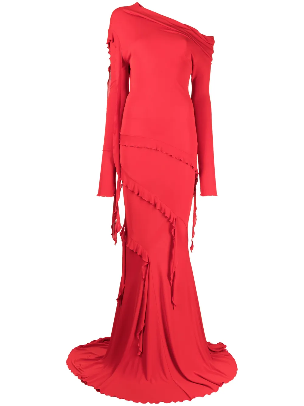 Blumarine robe longue à épaules dénudées - Rouge Top Merken Winkel