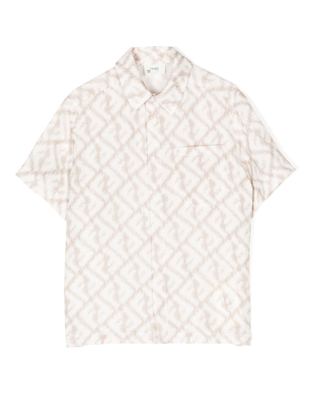 Fendi Kids' Ff-logo Print Short-sleeve Shirt In Brown