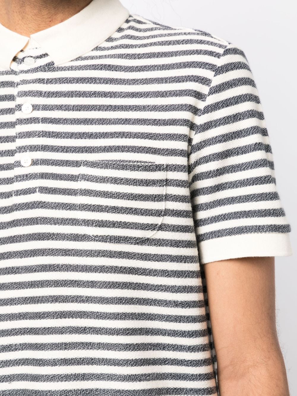 Shop Private Stock Stripe-print Cotton Polo Shirt In Neutrals