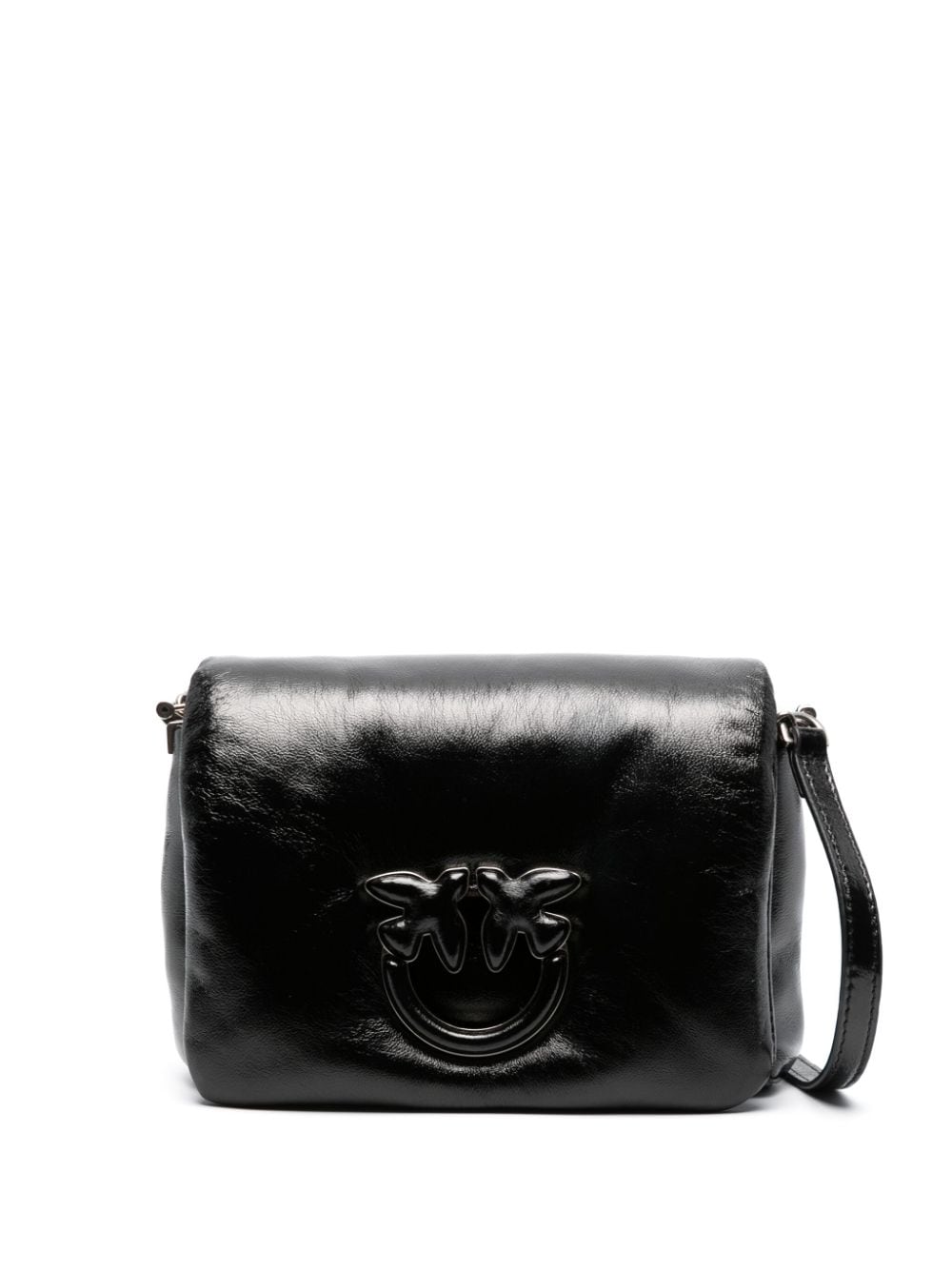 Shop Pinko Small Baby Click Puff Love Shoulder Bag In Black