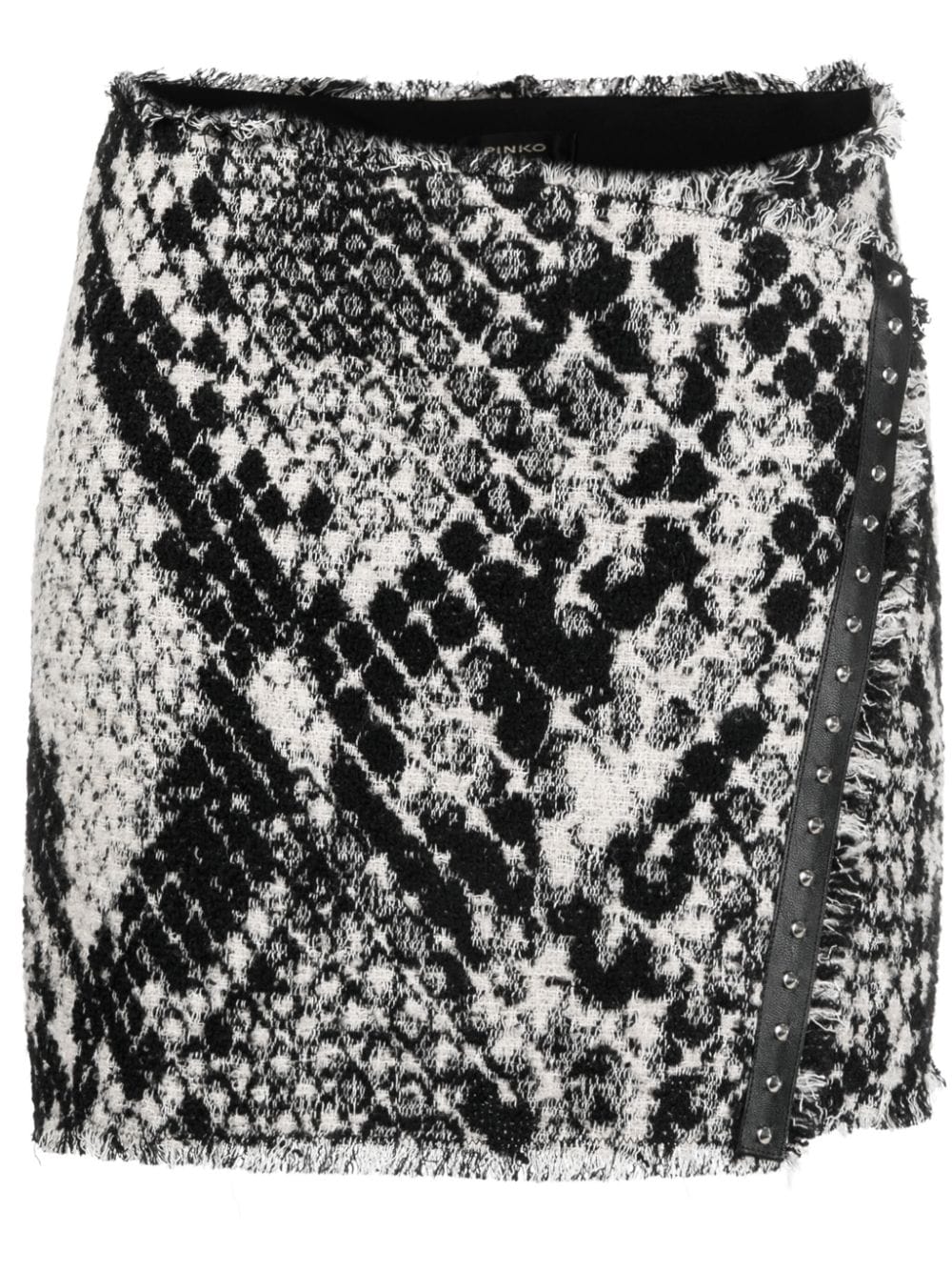 Pinko Snake-effect Jacquard Wrap Skirt In Black