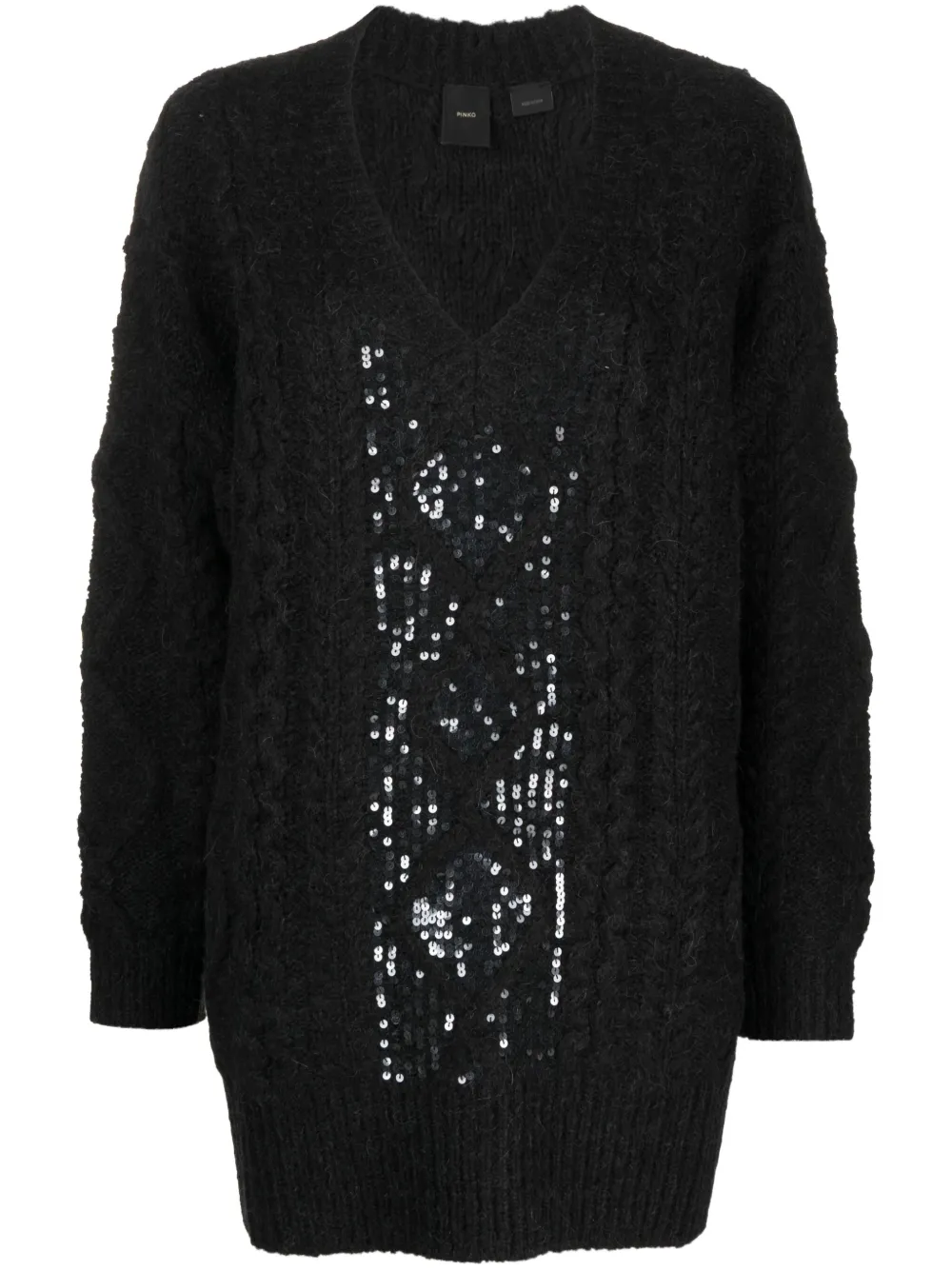 PINKO sequinned V-neck sweatshirt – Black