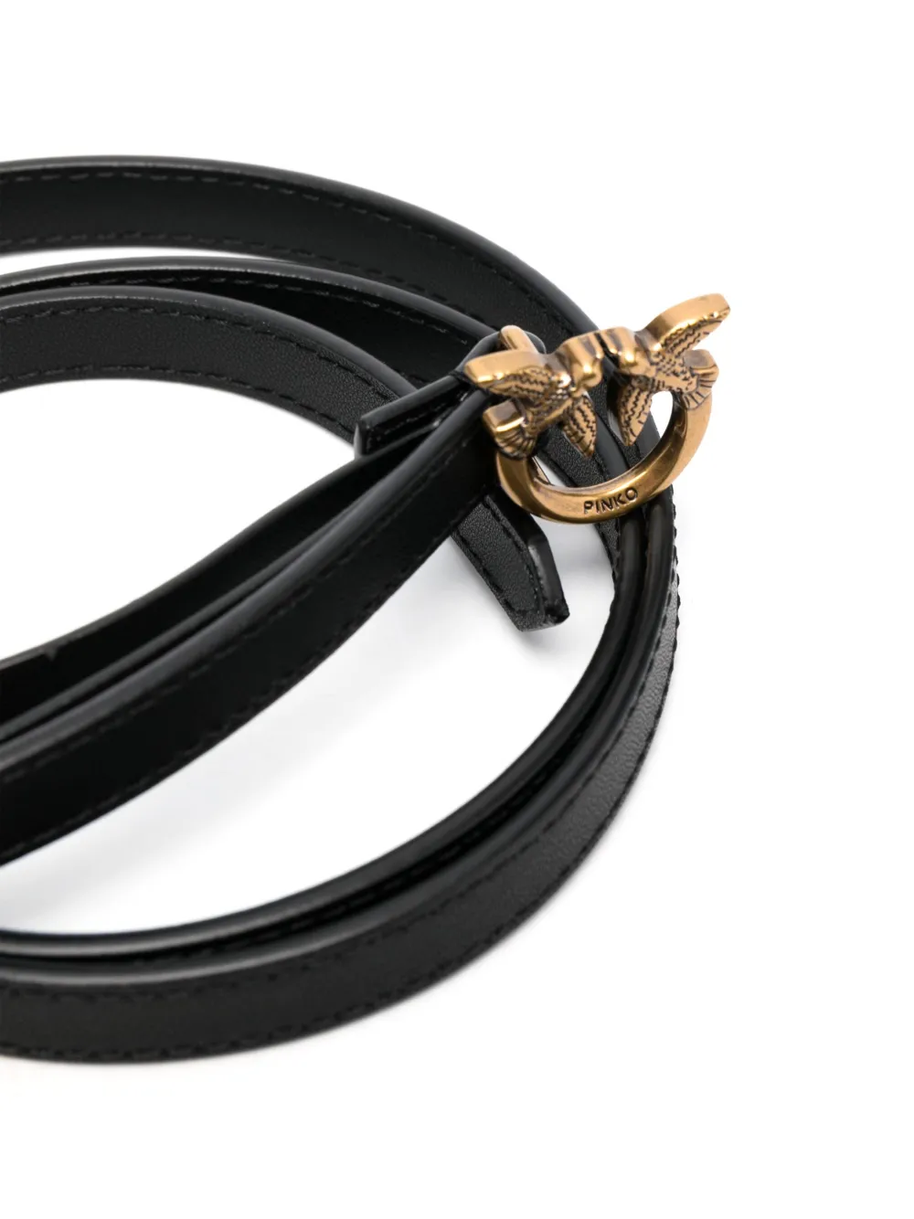 PINKO Love Birds leren riem - Zwart