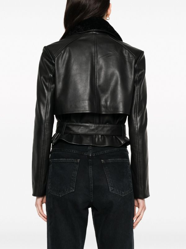 PINKO faux-leather Belted Jacket - Farfetch