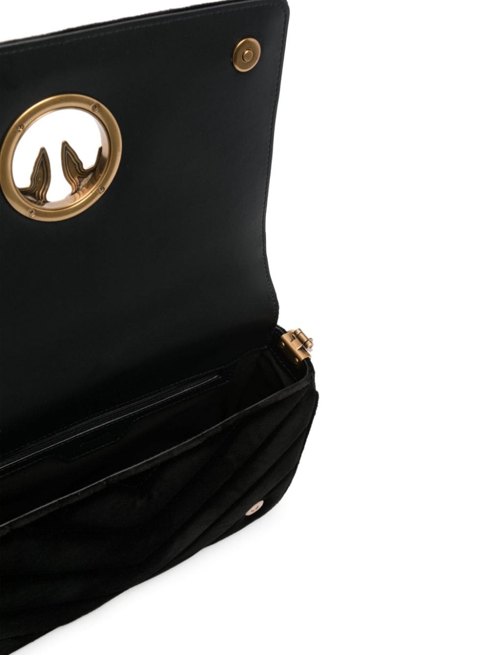 Shop Pinko Love Studded Shoulder Bag In Black