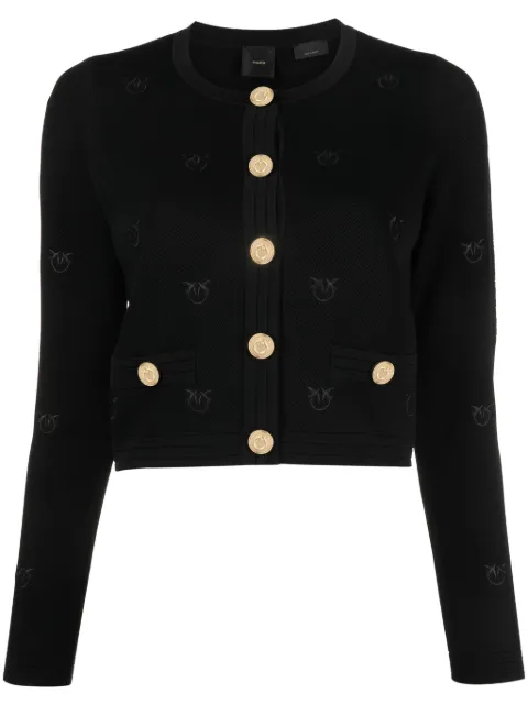 PINKO logo-embroidered cropped cardigan