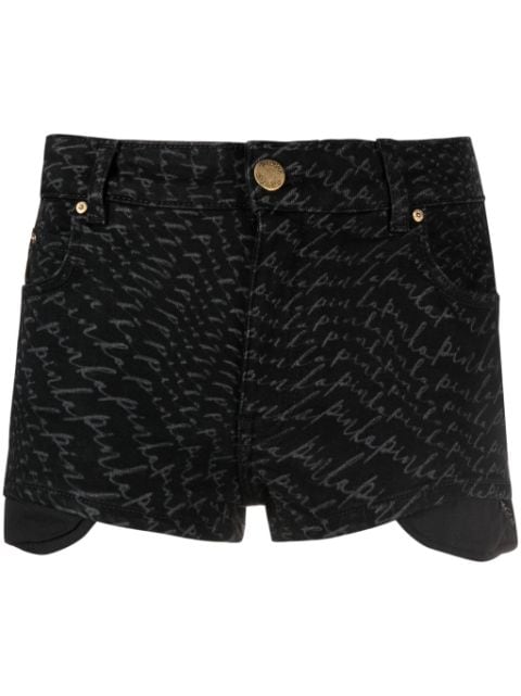 PINKO shorts de mezclilla con logo estampado