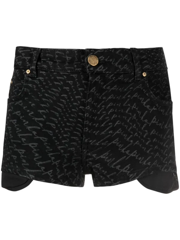 ショートパンツ PINKO Woman Short Black 104792A2FL Z1T PINKO logo-print Denim Shorts | Black | FARFETCH SG