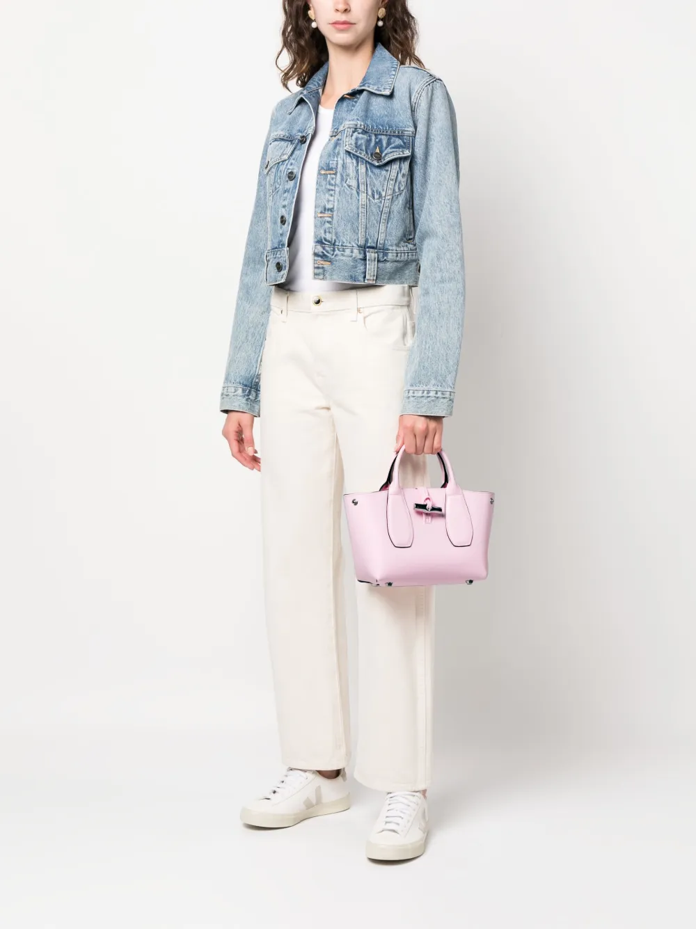Longchamp Roseau kleine shopper - Roze